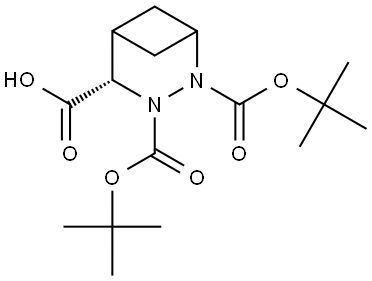 (S)-2,3-BIS(TERT-BUTOXYCARBONYL)-2,3-DIAZABICYCLO[3.1.1]HEPTANE-4-CARBOXYLIC ACID 结构式