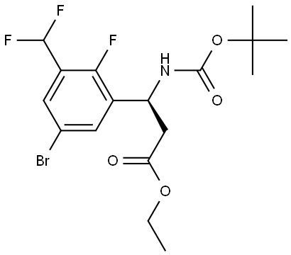 (S)-3-(5-溴-3-(二氟甲基)-2-氟苯基)-3-((叔丁氧羰基)氨基)丙酸乙酯 结构式