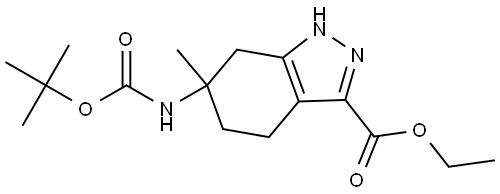 6-(叔丁氧基羰基)氨基)-6-甲基-4,5,6,7-四氢-1H-吲唑-3-羧酸乙酯 结构式
