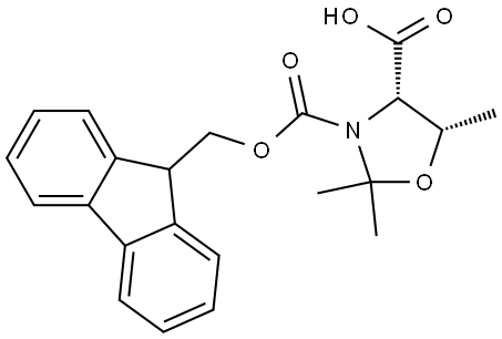 3,4-Oxazolidinedicarboxylic acid, 2,2,5-trimethyl-, 3-(9H-fluoren-9-ylmethyl) ester, (4S,5S)- 结构式