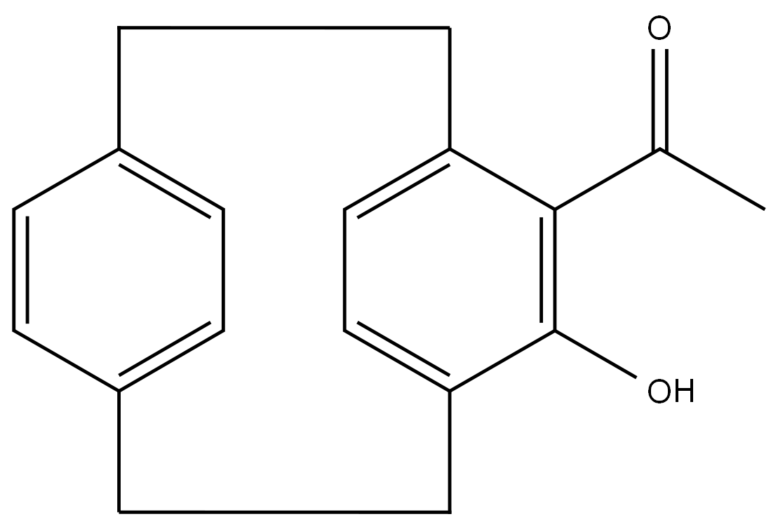 1-(6-Hydroxytricyclo[8.2.2.24,7]hexadeca-4,6,10,12,13,15-hexaen-5-yl)ethanone 结构式