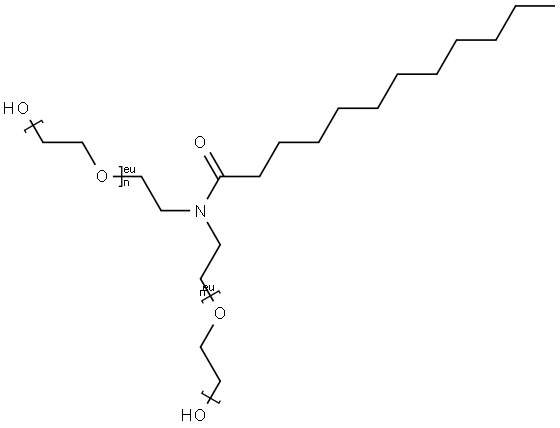 Α,Α'-[[(1-氧代十二烷基)亚氨基]二-2,1-亚乙基]双[Ω-羟基]聚(氧基-1,2-亚乙基)] 结构式