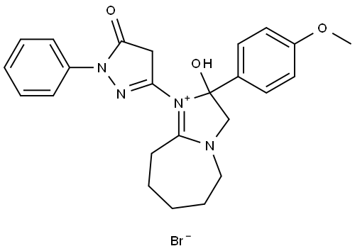 2-HYDROXY-2-(4-METHOXYPHENYL)-1-(5-OXO-1-PHENYL-4,5-DIHYDRO-1H-PYRAZOL-3-YL)-2,5,6,7,8,9-HEXAHYDRO-3H-IMIDAZO[1,2-A]AZEPIN-1-IUM BROMIDE 结构式