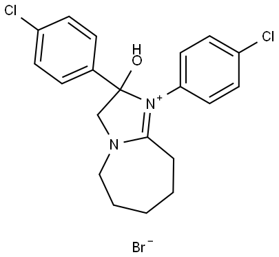 1,2-BIS(4-CHLORO-PH)-2-HO-2,5,6,7,8,9-HEXAHYDRO-3H-IMIDAZO(1,2-A)AZEPIN-1-IUM BR 结构式