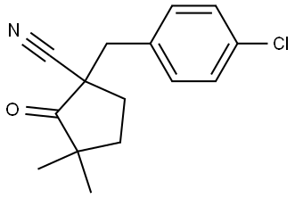 2,2-二甲基-5-(4-氯苯基)-5-氰基环戊酮 结构式