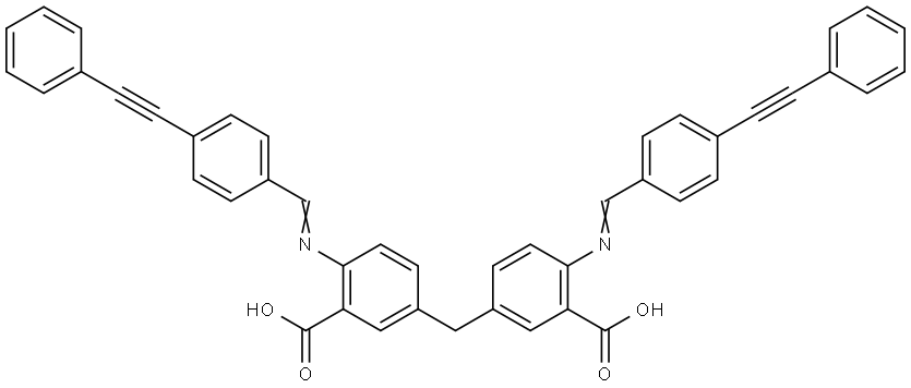 3,3'-Methylenebis(6-{[4-(phenylethynyl)benzylidene]amino}benzoic acid) 结构式