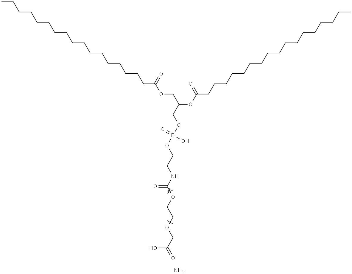 1,2-二硬脂酰-SN-甘油-3-磷酰乙醇胺-N-羧基-聚乙二醇2000 结构式