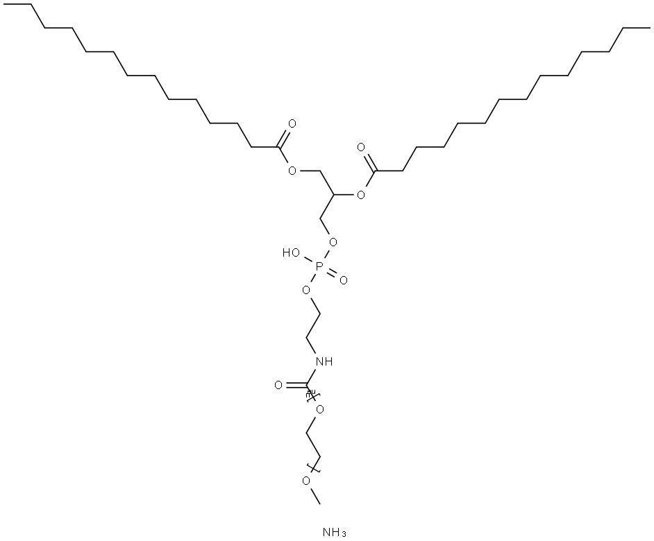 ALPHA-[(9R)-6-羟基-6-氧代-1,12-二氧代-9-[(1-氧代十四烷基)氧基]-5,7,11-三氧杂-2-氮杂-6-磷杂二十五烷-1-基]-OMEGA-甲氧基聚氧乙烯铵盐 结构式