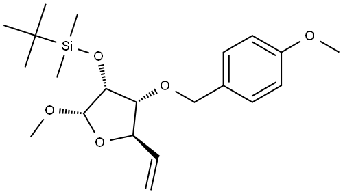 METHYL 2-O-[TERT-BUTYL(DIMETHYL)SILYL]-5,6-DIDEOXY-3-O-(4-METHOXYBENZYL)-ALPHA-D-RIBO-HEX-5-ENOFURANOSIDE 结构式