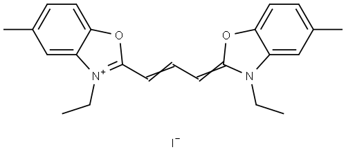 (2Z)-3-ethyl-2-[(E)-3-(3-ethyl-5-methyl-benzooxazol-2-yl)prop-2-enylid ene]-5-methyl-benzooxazole iodide 结构式