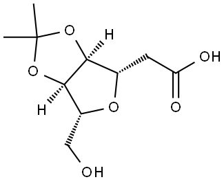 2-((3AS,4S,6R,6AR)-6-(羟甲基)-2,2-二甲基四氢呋喃并[3,4-D][1,3]二氧杂环戊烯-4-基)乙酸 结构式