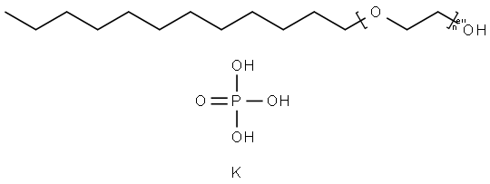 Α-十二烷基-Ω-羟基聚氧乙烯磷酸酯钾盐 结构式