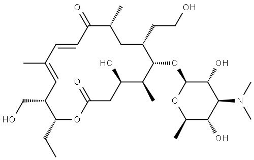 Tylonolide, 20-deoxo-5-O-[3,6-dideoxy-3-(dimethylamino)-β-D-glucopyranosyl]-20-hydroxy-, (14S)- (9CI) 结构式