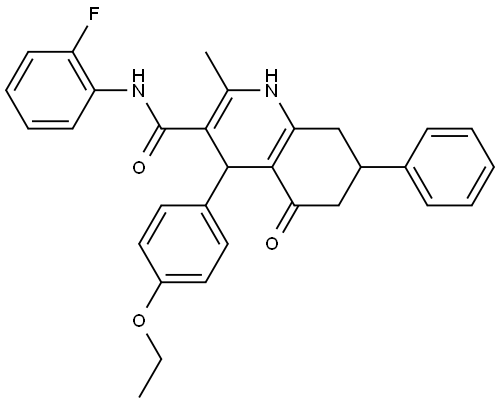 4-(4-ETHOXYPHENYL)-N-(2-FLUOROPHENYL)-2-METHYL-5-OXO-7-PHENYL-1,4,5,6,7,8-HEXAHYDRO-3-QUINOLINECARBOXAMIDE 结构式