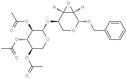 2,3-脱水-4-O-Β-D-吡喃木糖基-Β-D-吡喃核糖苷三乙酸苄酯 结构式