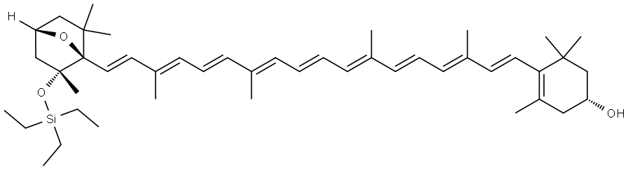 β,β-Caroten-3-ol, 3',6'-epoxy-5',6'-dihydro-5'-[(triethylsilyl)oxy]-, (3R,3'S,5'R,6'R)- (9CI) 结构式