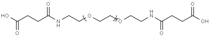 Α,Ω-双{2-[(3-羧基-1-氧丙基)氨]乙基}聚乙烯乙二醇 结构式