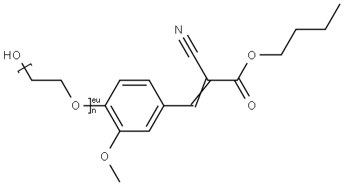 Polyethylene Glycol (EO=1-30, typically 5) ether of butyl 2-cyano 3-(4-hydroxy-3-metoxyphenyl) acrylate 结构式