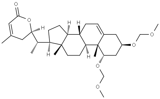 27-Norergosta-5,24-dien-26-oic acid, 22-hydroxy-1,3-bis(methoxymethoxy)-, δ-lactone, (1α,3β,22R)- (9CI) 结构式