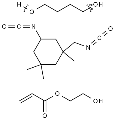 丙烯酸羟乙酯封端的[Α-氢-Ω-羟基聚(氧-1,4-亚丁基)与5-异氰酸根合-1-(异氰酸根合甲基)-1,3,3-三甲基环己烷]的聚合物 结构式