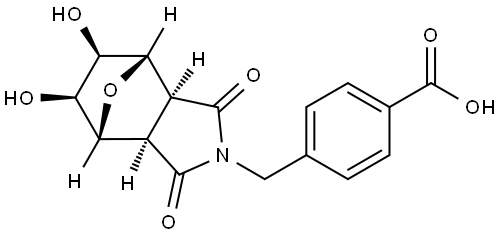 4-(((3aR,4R,5S,6R,7S,7aS)-5,6-dihydroxy-1,3-dioxohexahydro-1H-4,7-epoxyisoindol-2(3H)-yl)methyl)benzoic acid 结构式