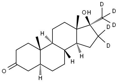 (5S,8R,9S,10S,13S,14S,17S)-16,16-dideuterio-17-hydroxy-10,13-dimethyl-17-(trideuteriomethyl)-1,2,4,5,6,7,8,9,11,12,14,15-dodecahydrocyclopenta[a]phenanthren-3-one 结构式