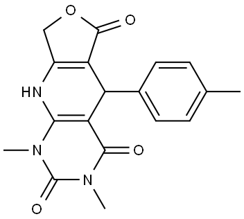 1,3-二甲基-5-(对甲苯基)-5,9-二氢呋喃并[3',4':5,6]吡啶并[2,3-D]嘧啶-2,4,6(1H,3H,8H)-三酮 结构式