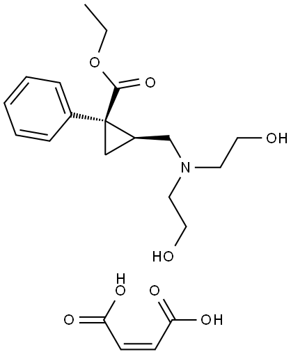 but-2-enedioic acid, ethyl (1R,2S)-2-[(bis(2-hydroxyethyl)amino)methyl ]-1-phenyl-cyclopropane-1-carboxylate 结构式