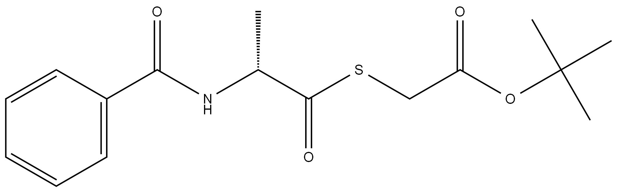 Acetic acid, 2-[[(2R)-2-(benzoylamino)-1-oxopropyl]thio]-, 1,1-dimethylethyl ester 结构式