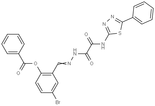 4-BR-2-(2-(OXO((5-PH-1,3,4-THIADIAZOL-2-YL)AMINO)AC)CARBOHYDRAZONOYL)PH BENZOATE 结构式