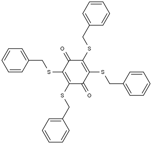 2,3,5,6-Tetrakis[(phenylmethyl)thio]-2,5-cyclohexadiene-1,4-dione 结构式