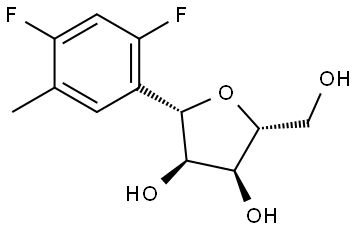 (1S)-1,4-Anhydro-1-C-(2,4-difluoro-5-methylphenyl)-D-ribitol 结构式