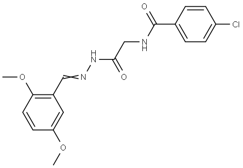 4-CHLORO-N-(2-(2-(2,5-DIMETHOXYBENZYLIDENE)HYDRAZINO)-2-OXOETHYL)BENZAMIDE 结构式