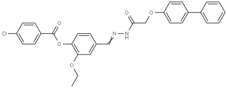 4-(2-(((1,1'-BIPHENYL)-4-YLOXY)AC)CARBOHYDRAZONOYL)-2-ETHOXYPHENYL 4-CL-BENZOATE 结构式