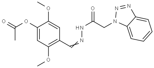 ACETIC ACID 4-((BENZOTRIAZOL-1-YL-AC)-HYDRAZONOMETHYL)-2,5-DIMETHOXY-PH ESTER 结构式
