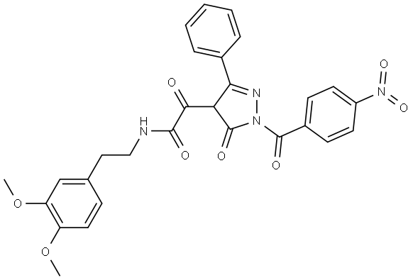 N-[2-(3,4-DIMETHOXYPHENYL)ETHYL]-2-[1-(4-NITROBENZOYL)-5-OXO-3-PHENYL-4,5-DIHYDRO-1H-PYRAZOL-4-YL]-2-OXOACETAMIDE 结构式