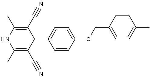 2,6-DIMETHYL-4-(4-((4-ME-BENZYL)OXY)PH)-1,4-DIHYDRO-3,5-PYRIDINEDICARBONITRILE 结构式