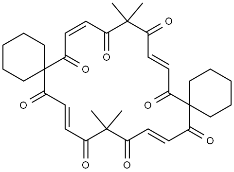 11,11,26,26-TETRAMETHYLDISPIRO[5.9.5.9]TRIACONTA-8,13,23,28-TETRAENE-7,10,12,15,22,25,27,30-OCTONE 结构式