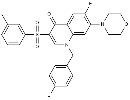 4(1H)-Quinolinone, 6-fluoro-1-[(4-fluorophenyl)methyl]-3-[(3-methylphenyl)sulfonyl]-7-(4-morpholinyl)- 结构式