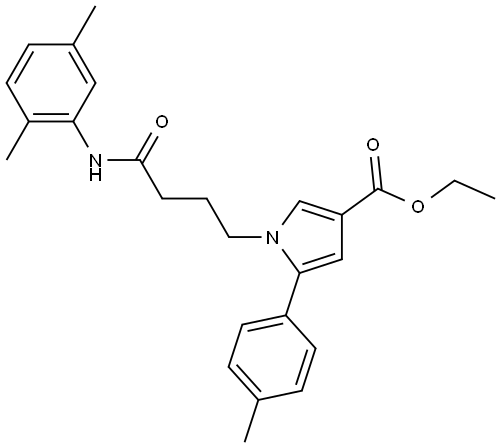 乙基 1-(4-((2,5-二甲基苯基)氨基)-4-氧代丁基)-5-(对甲苯基)-1H-吡咯-3-甲酸酯 结构式