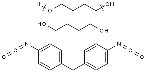 1,4-丁二醇与α-氢化-ω-羟基聚(氧基-1,4-亚丁基)和1,1’-亚甲基双(4-异氰酸根合苯)的聚合物 结构式