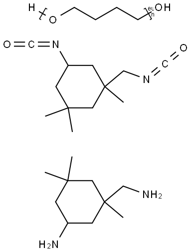 5-氨基-1,3,3-三甲基-环己烷甲胺与Α-氢-Ω-羟基-聚(氧-1,4-亚丁基)和5-异氰酸根合-1-(异氰酸根合甲基)-1,3,3-三甲基环己烷的聚合物 结构式