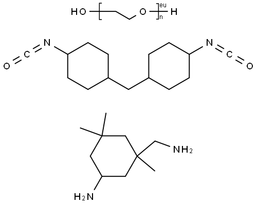 Cyclohexanemethanamine, 5-amino-1,3,3-trimethyl-, polymer with .alpha.-hydro-.omega.-hydroxypoly(oxy-1,2-ethanediyl) and 1,1-methylenebis4-isocyanatocyclohexane 结构式