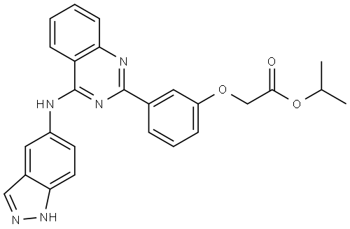 异丙基 2-(3-(4-((1H-吲唑-5-基)氨基)喹唑啉-2-基)苯氧基)乙酸酯 结构式