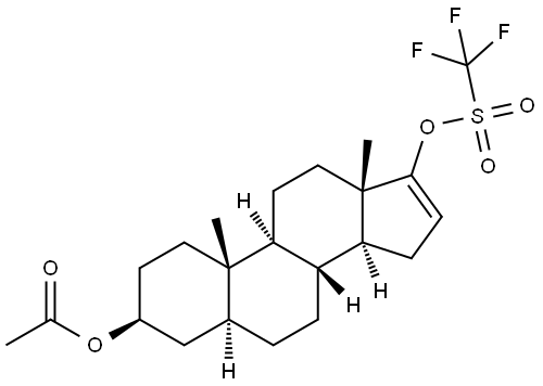 Androst-16-ene-3,17-diol, 3,21-dihydroxy-15-methyl-2,22-dioxo-, 3-acetate 17-(1,1,1-trifluoromethanesulfonate), (3β,5α)- 结构式