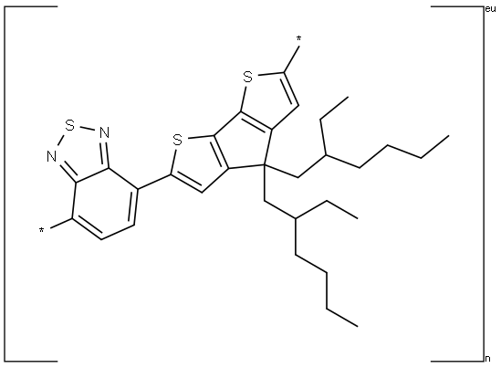 聚[2,1,3-苯并噻二唑-4,7-二基[4,4-双(2-乙基己基)-4H-环戊并[2,1-B:3,4-B']二噻吩-2,6-二基]] 结构式