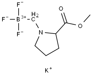 Borate(1-), trifluoro[[(2S)-2-(methoxycarbonyl)-1-pyrrolidinyl]methyl]-, potassium (1:1), (T-4)- 结构式