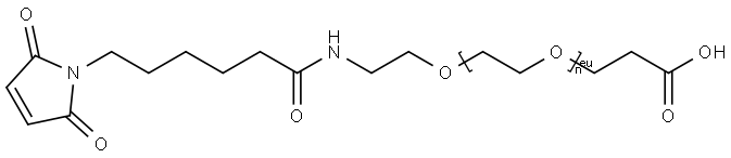 O-[N-(6-马来酰亚胺己酰)氨基乙基]-O′-(2-羧乙基)聚乙二醇 3000 结构式