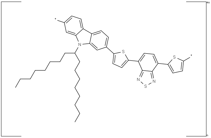 聚[[9-(1-辛基壬基)-9H-咔唑-2,7-二基]-2,5-噻吩二基-2,1,3-苯并噻二唑-4,7-二基-2,5-噻吩二基] 结构式