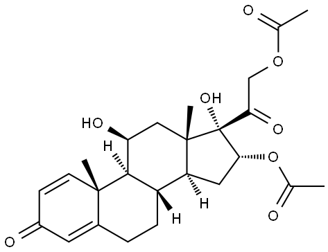 Pregna-1,4-diene-3,20-dione, 11β,16α,17,21-tetrahydroxy-, 16,21-diacetate 结构式